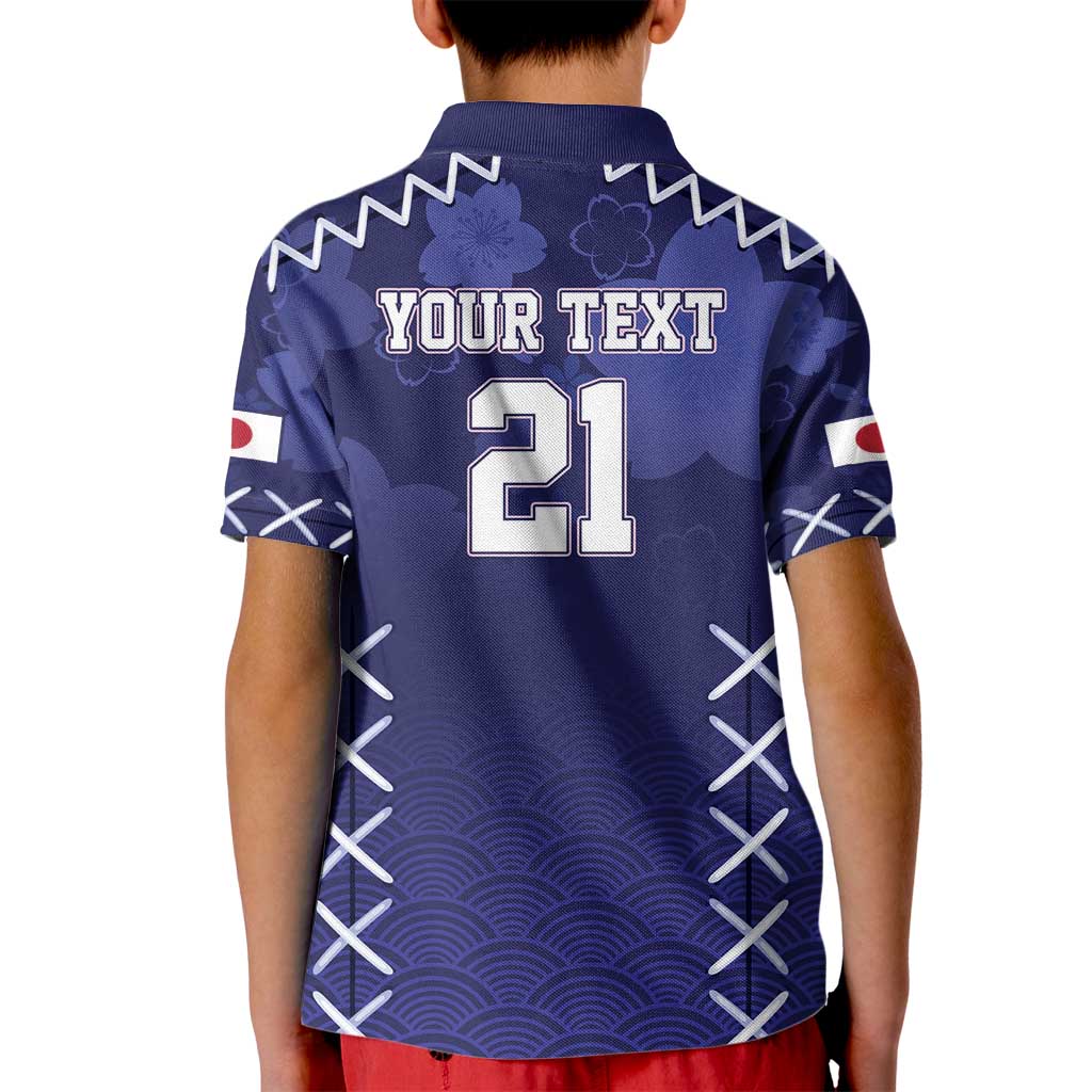 Custom Japan Rugby Pacific Kid Polo Shirt Sakuras Rising Sun with Polynesian Pattern - Wonder Print Shop