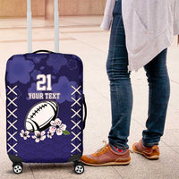 Custom Japan Rugby Pacific Luggage Cover Sakuras Rising Sun with Polynesian Pattern - Wonder Print Shop