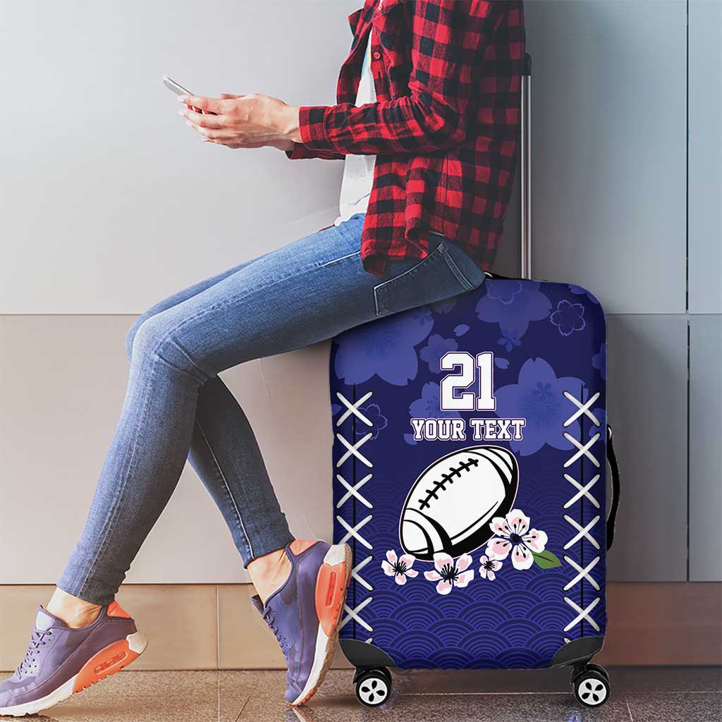 Custom Japan Rugby Pacific Luggage Cover Sakuras Rising Sun with Polynesian Pattern - Wonder Print Shop