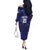 Custom Japan Rugby Pacific Off The Shoulder Long Sleeve Dress Sakuras Rising Sun with Polynesian Pattern - Wonder Print Shop