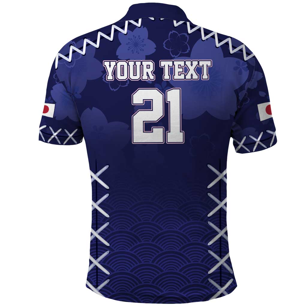 Custom Japan Rugby Pacific Polo Shirt Sakuras Rising Sun with Polynesian Pattern - Wonder Print Shop