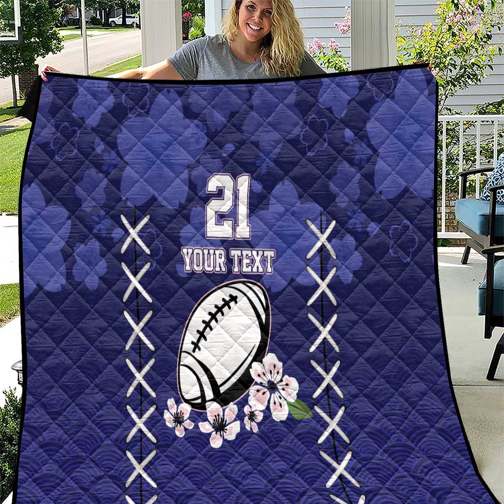 Custom Japan Rugby Pacific Quilt Sakuras Rising Sun with Polynesian Pattern - Wonder Print Shop