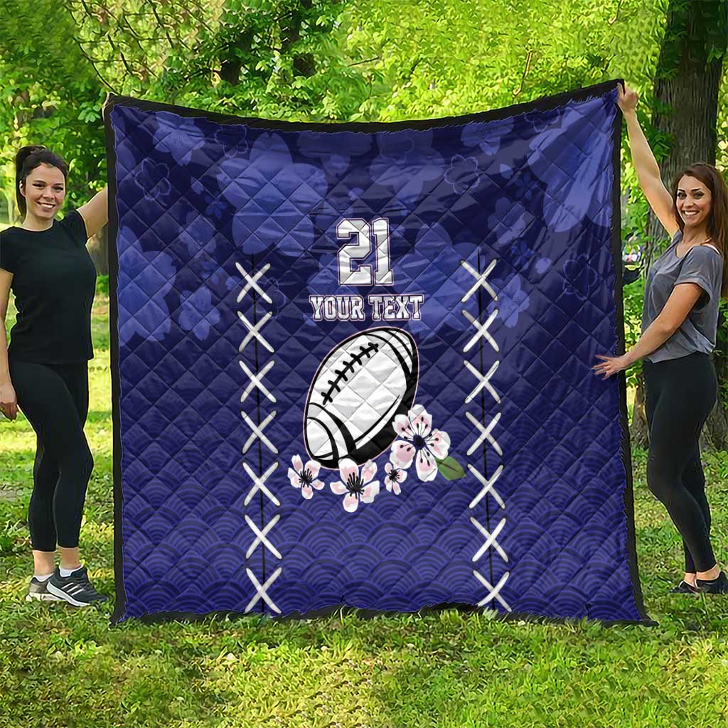 Custom Japan Rugby Pacific Quilt Sakuras Rising Sun with Polynesian Pattern - Wonder Print Shop