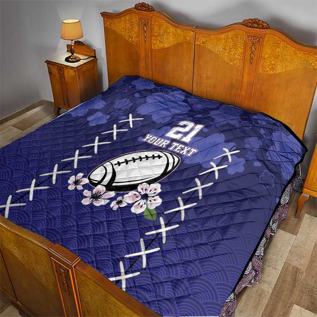 Custom Japan Rugby Pacific Quilt Sakuras Rising Sun with Polynesian Pattern - Wonder Print Shop