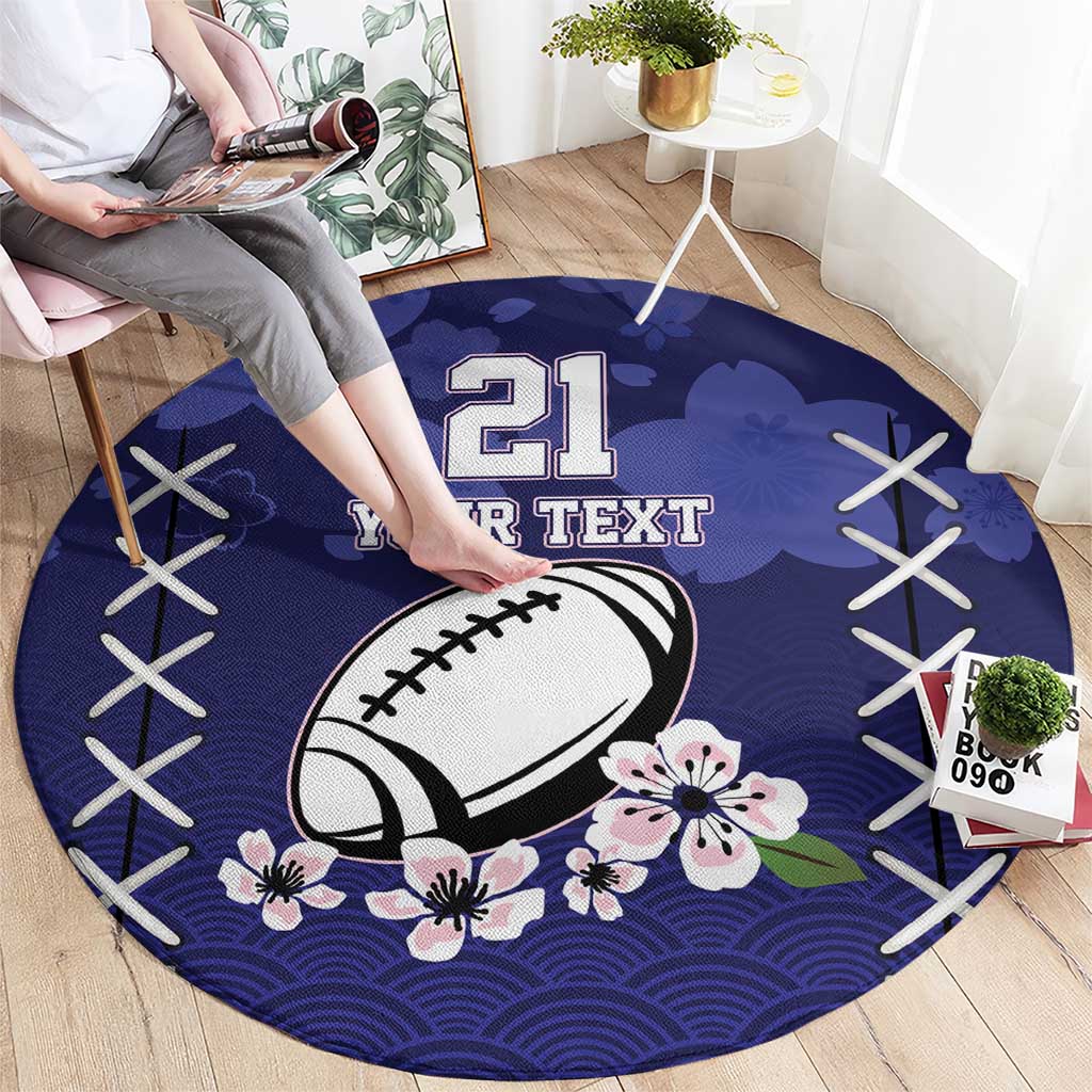 Custom Japan Rugby Pacific Round Carpet Sakuras Rising Sun wiht Polynesian Pattern
