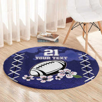 Custom Japan Rugby Pacific Round Carpet Sakuras Rising Sun wiht Polynesian Pattern