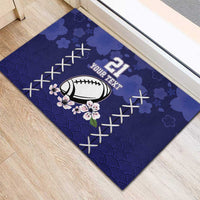 Custom Japan Rugby Pacific Rubber Doormat Sakuras Rising Sun with Polynesian Pattern - Wonder Print Shop