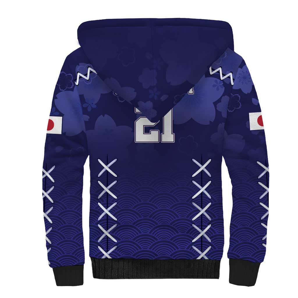Custom Japan Rugby Pacific Sherpa Hoodie Sakuras Rising Sun with Polynesian Pattern - Wonder Print Shop
