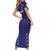 Custom Japan Rugby Pacific Short Sleeve Bodycon Dress Sakuras Rising Sun with Polynesian Pattern - Wonder Print Shop