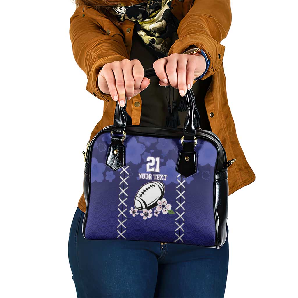Custom Japan Rugby Pacific Shoulder Handbag Sakuras Rising Sun wiht Polynesian Pattern