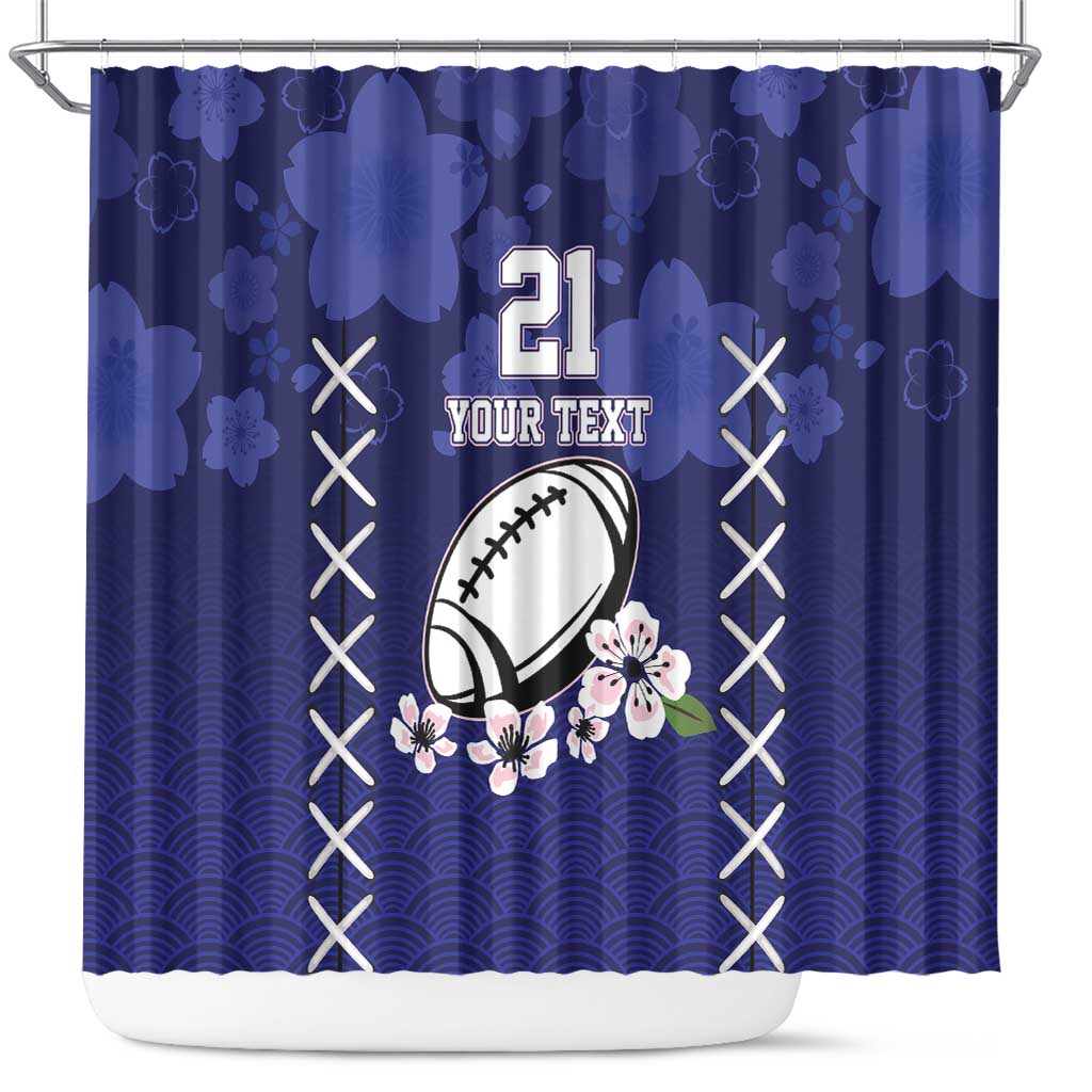 Custom Japan Rugby Pacific Shower Curtain Sakuras Rising Sun wiht Polynesian Pattern