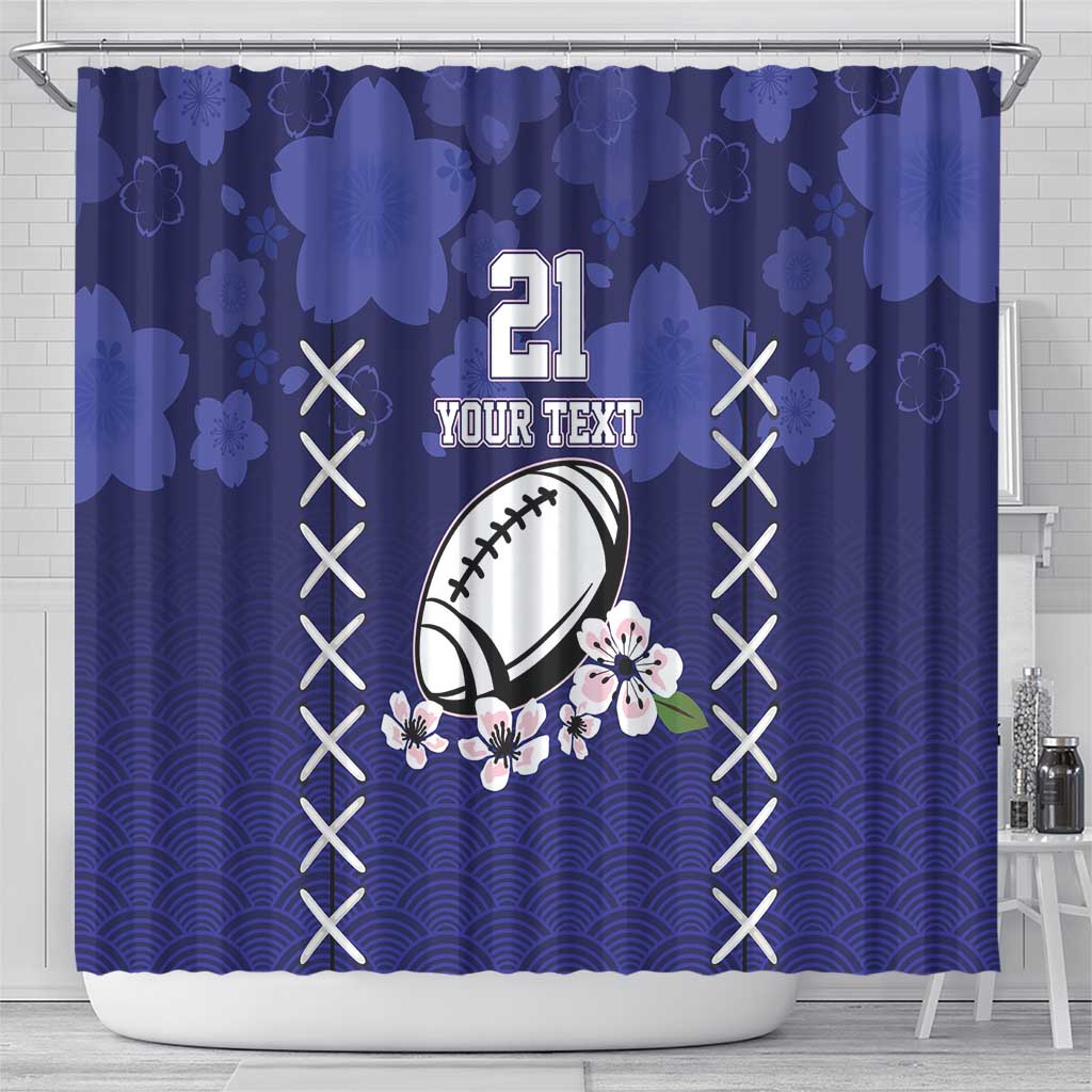 Custom Japan Rugby Pacific Shower Curtain Sakuras Rising Sun wiht Polynesian Pattern