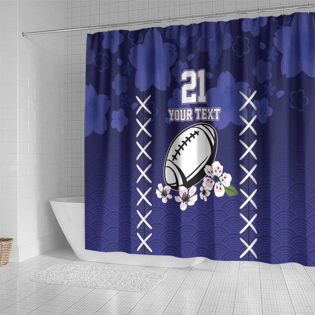 Custom Japan Rugby Pacific Shower Curtain Sakuras Rising Sun wiht Polynesian Pattern