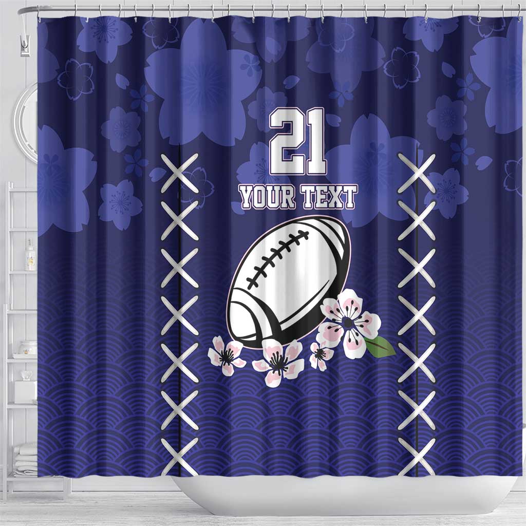 Custom Japan Rugby Pacific Shower Curtain Sakuras Rising Sun wiht Polynesian Pattern