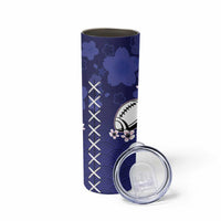 Custom Japan Rugby Pacific Skinny Tumbler Sakuras Rising Sun wiht Polynesian Pattern - Wonder Print Shop