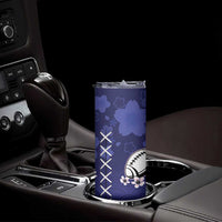 Custom Japan Rugby Pacific Skinny Tumbler Sakuras Rising Sun wiht Polynesian Pattern - Wonder Print Shop