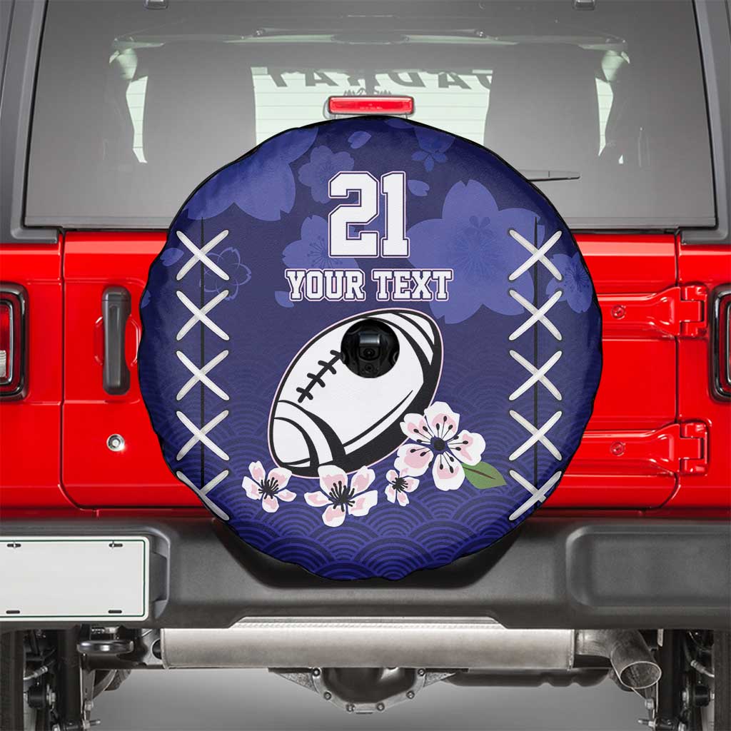 Custom Japan Rugby Pacific Spare Tire Cover Sakuras Rising Sun with Polynesian Pattern - Wonder Print Shop