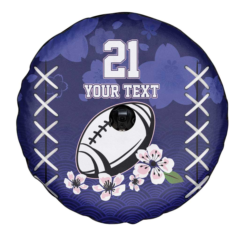 Custom Japan Rugby Pacific Spare Tire Cover Sakuras Rising Sun with Polynesian Pattern - Wonder Print Shop