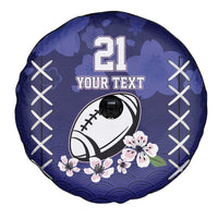 Custom Japan Rugby Pacific Spare Tire Cover Sakuras Rising Sun with Polynesian Pattern - Wonder Print Shop