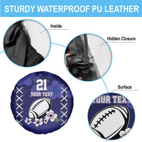 Custom Japan Rugby Pacific Spare Tire Cover Sakuras Rising Sun with Polynesian Pattern - Wonder Print Shop