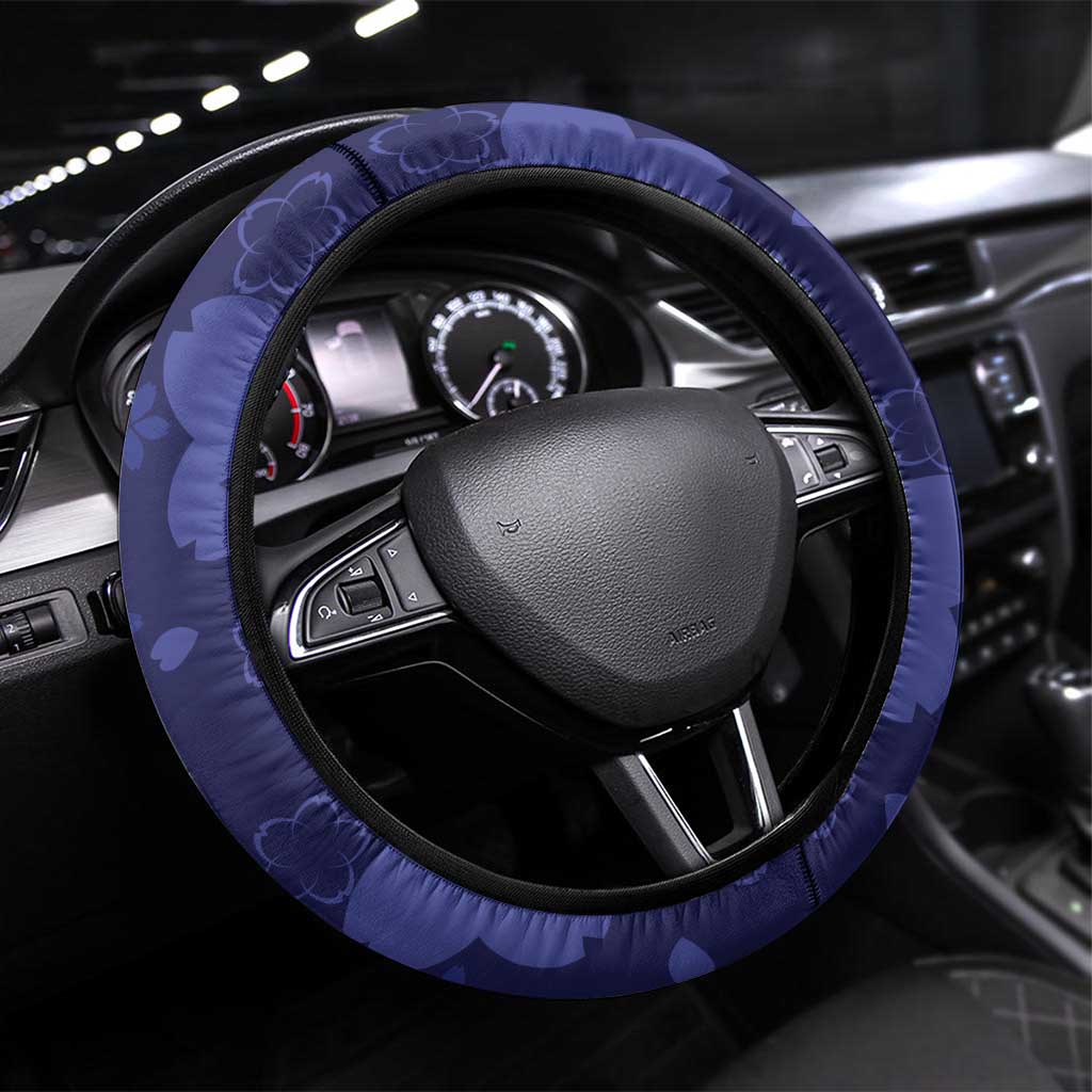 Japan Rugby Pacific Steering Wheel Cover Sakuras Rising Sun with Polynesian Pattern - Wonder Print Shop