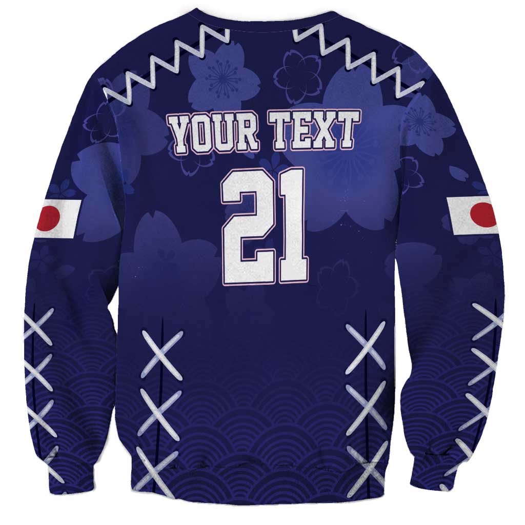 Custom Japan Rugby Pacific Sweatshirt Sakuras Rising Sun with Polynesian Pattern - Wonder Print Shop