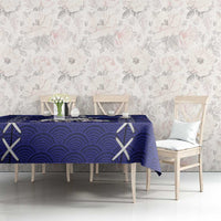 Custom Japan Rugby Pacific Tablecloth Sakuras Rising Sun with Polynesian Pattern - Wonder Print Shop