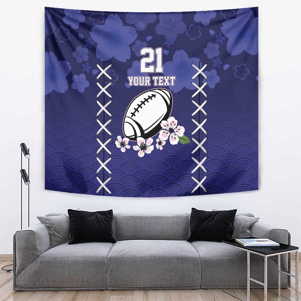 Custom Japan Rugby Pacific Tapestry Sakuras Rising Sun with Polynesian Pattern - Wonder Print Shop