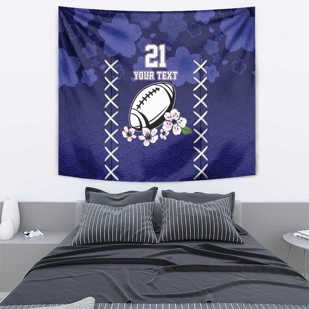 Custom Japan Rugby Pacific Tapestry Sakuras Rising Sun with Polynesian Pattern - Wonder Print Shop