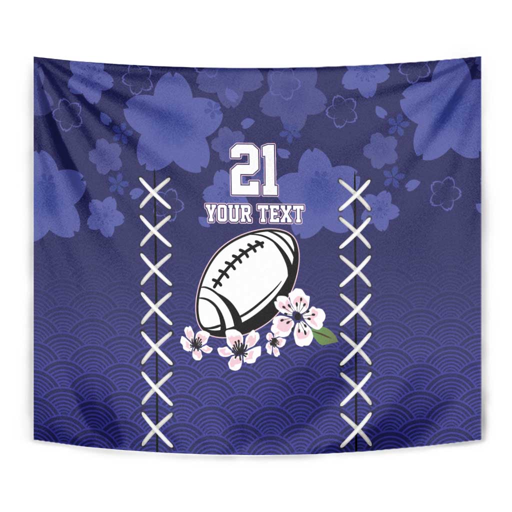 Custom Japan Rugby Pacific Tapestry Sakuras Rising Sun with Polynesian Pattern - Wonder Print Shop
