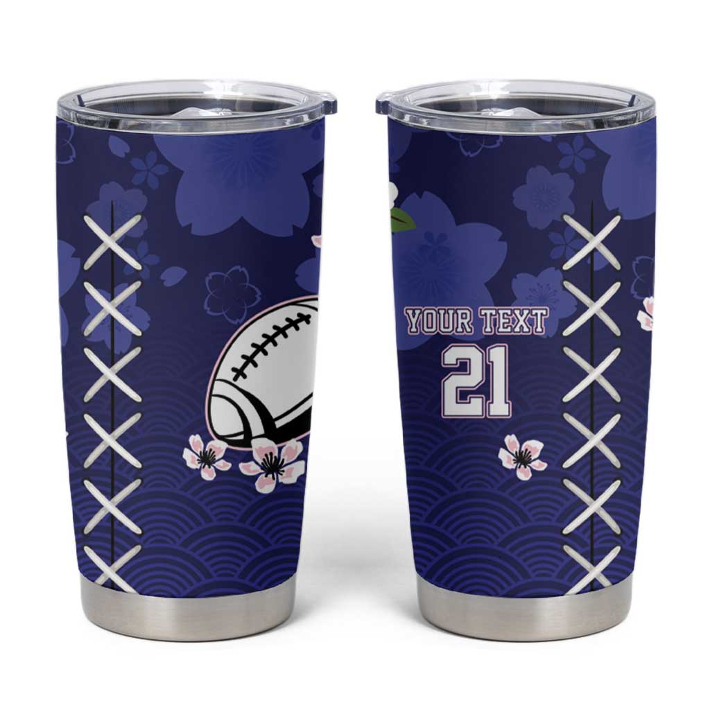 Custom Japan Rugby Pacific Tumbler Cup Sakuras Rising Sun wiht Polynesian Pattern - Wonder Print Shop
