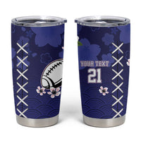 Custom Japan Rugby Pacific Tumbler Cup Sakuras Rising Sun wiht Polynesian Pattern - Wonder Print Shop