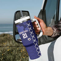 Custom Japan Rugby Pacific Tumbler With Handle Sakuras Rising Sun wiht Polynesian Pattern - Wonder Print Shop