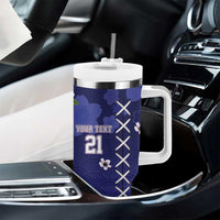 Custom Japan Rugby Pacific Tumbler With Handle Sakuras Rising Sun wiht Polynesian Pattern - Wonder Print Shop