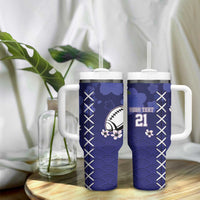 Custom Japan Rugby Pacific Tumbler With Handle Sakuras Rising Sun wiht Polynesian Pattern - Wonder Print Shop