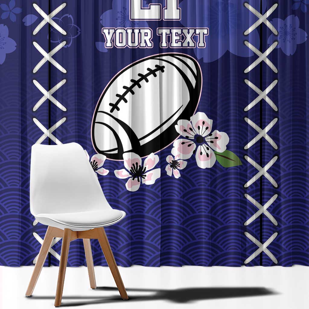 Custom Japan Rugby Pacific Window Curtain Sakuras Rising Sun with Polynesian Pattern - Wonder Print Shop