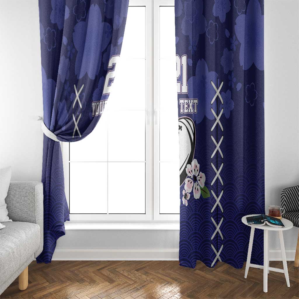 Custom Japan Rugby Pacific Window Curtain Sakuras Rising Sun with Polynesian Pattern - Wonder Print Shop