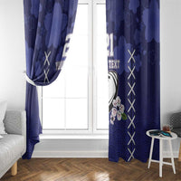 Custom Japan Rugby Pacific Window Curtain Sakuras Rising Sun with Polynesian Pattern - Wonder Print Shop