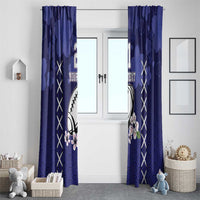 Custom Japan Rugby Pacific Window Curtain Sakuras Rising Sun with Polynesian Pattern - Wonder Print Shop