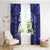 Custom Japan Rugby Pacific Window Curtain Sakuras Rising Sun with Polynesian Pattern - Wonder Print Shop