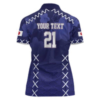 Custom Japan Rugby Pacific Women Polo Shirt Sakuras Rising Sun with Polynesian Pattern - Wonder Print Shop