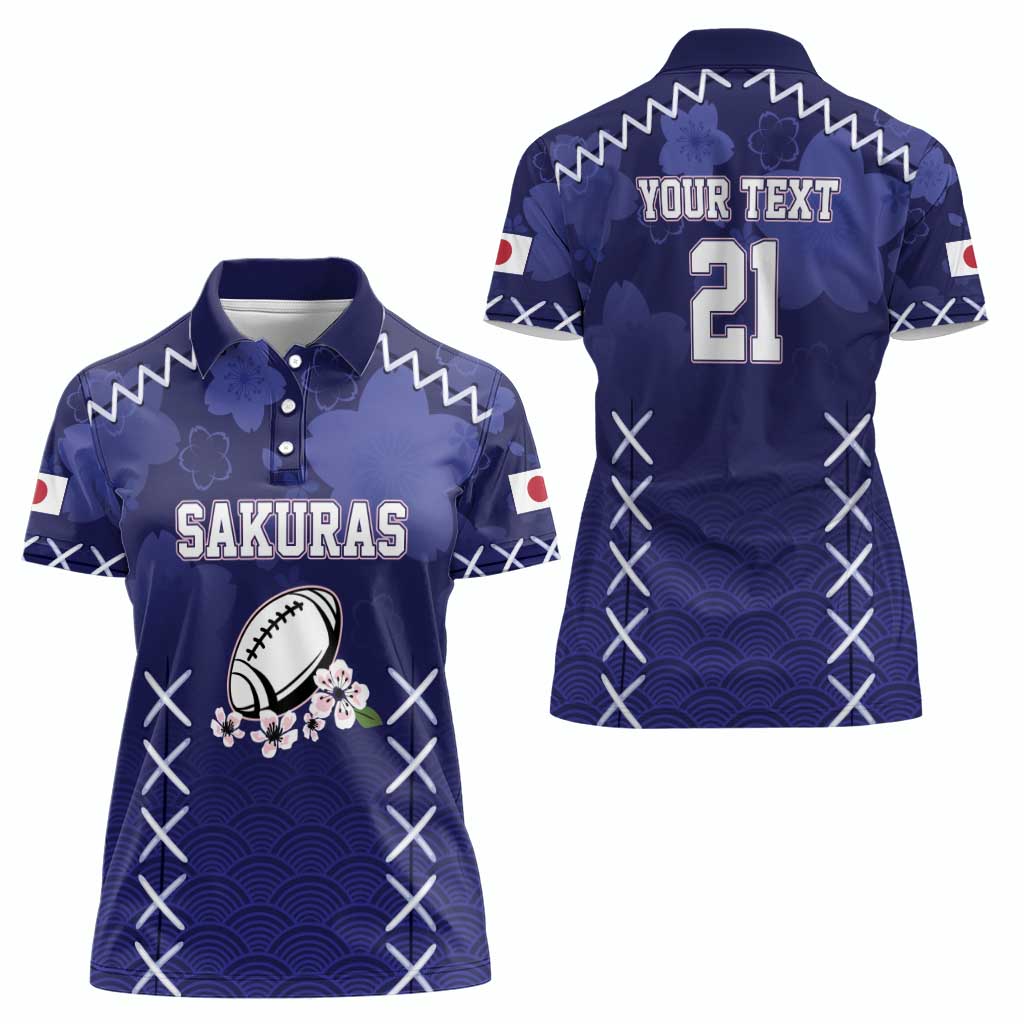 Custom Japan Rugby Pacific Women Polo Shirt Sakuras Rising Sun with Polynesian Pattern - Wonder Print Shop