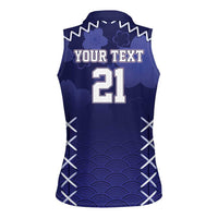 Custom Japan Rugby Pacific Women Sleeveless Polo Shirt Sakuras Rising Sun with Polynesian Pattern - Wonder Print Shop