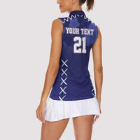 Custom Japan Rugby Pacific Women Sleeveless Polo Shirt Sakuras Rising Sun with Polynesian Pattern - Wonder Print Shop