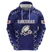 Custom Japan Rugby Pacific Zip Hoodie Sakuras Rising Sun with Polynesian Pattern - Wonder Print Shop
