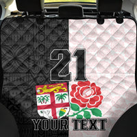 Custom Fiji England Rugby Back Car Seat Cover Tapa Pattern and Rose Flower World Cup 2023 LT9 - Wonder Print Shop