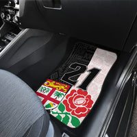 Custom Fiji England Rugby Car Mats Tapa Pattern and Rose Flower World Cup 2023 LT9 - Wonder Print Shop