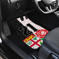 Custom Fiji England Rugby Car Mats Tapa Pattern and Rose Flower World Cup 2023 LT9 - Wonder Print Shop