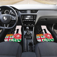 Custom Fiji England Rugby Car Mats Tapa Pattern and Rose Flower World Cup 2023 LT9 - Wonder Print Shop
