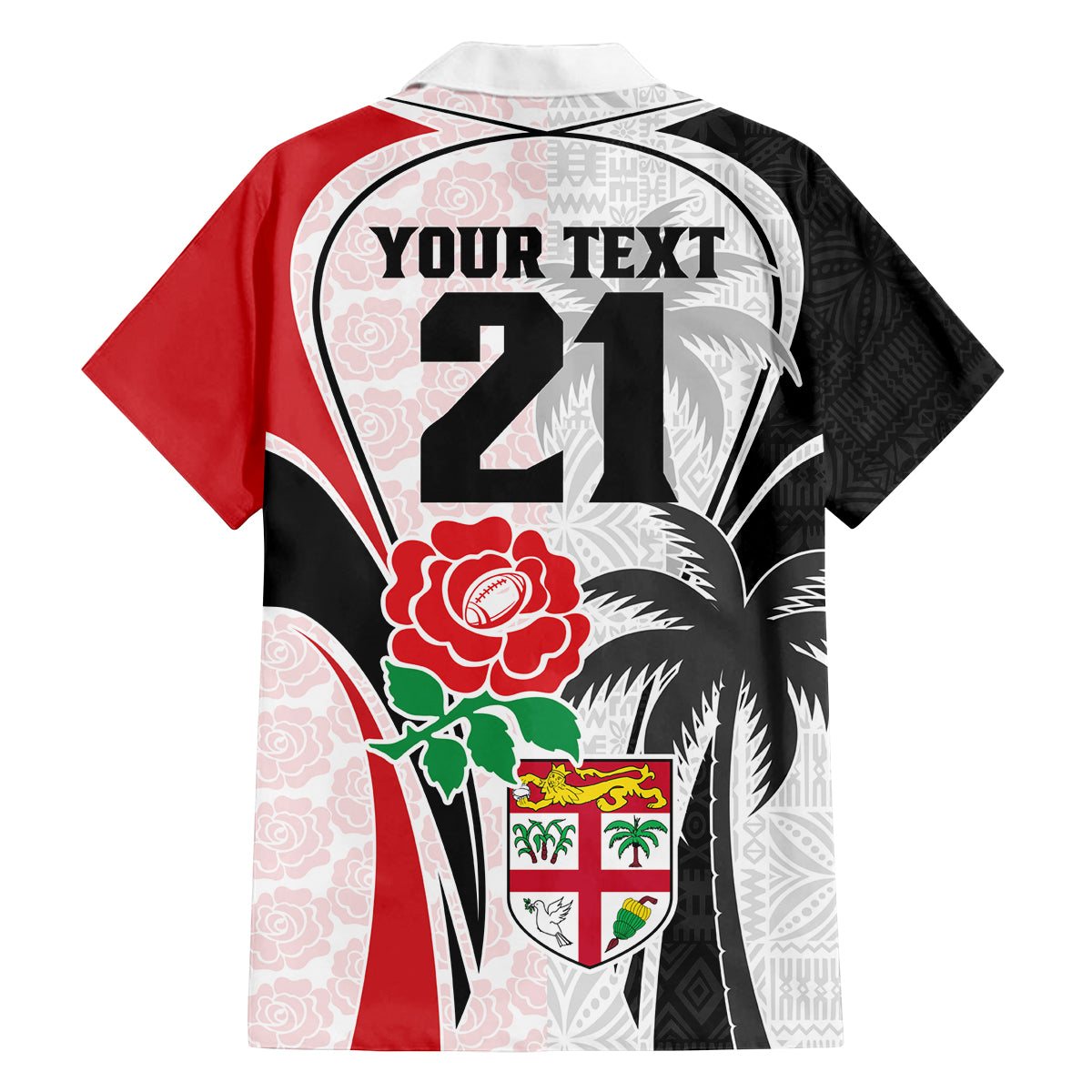 Custom Fiji England Rugby Family Matching Tank Maxi Dress and Hawaiian Shirt Tapa Pattern and Rose Flower World Cup 2023 - Wonder Print Shop